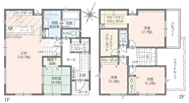 【間取り】 | タマタウン　福島さくら　1号棟 | ４LDK＋WIC＋ファミリークローゼット＋シューズクローク