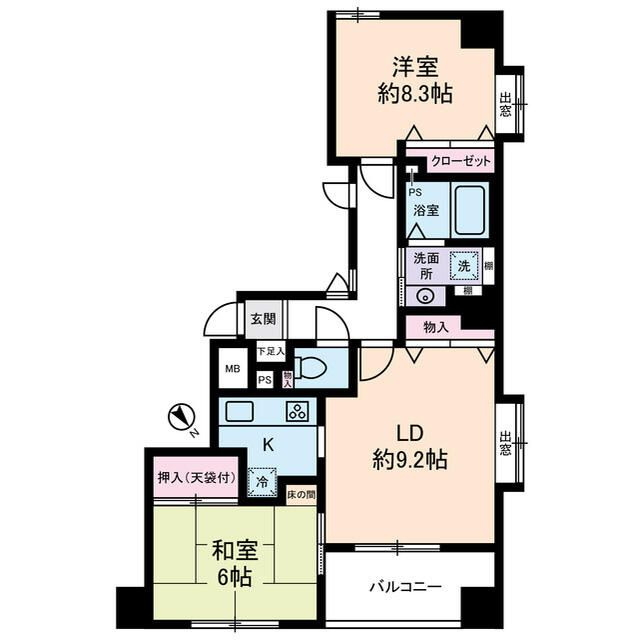 セザールリバーサイド中洲の間取り