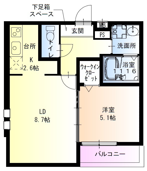 大阪市西淀川区佃１丁目のアパートの間取り
