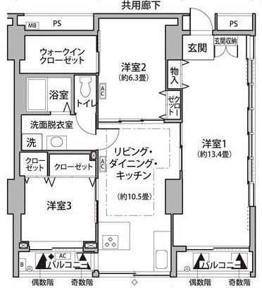 東雲キャナルコートＣＯＤＡＮ１１号棟の間取り|間取りです。