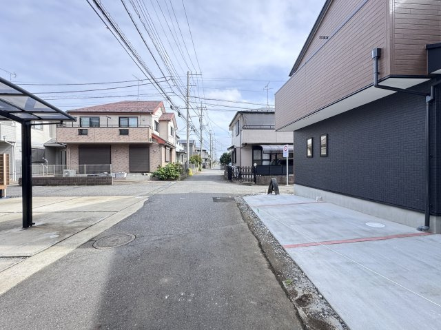 柏市常盤台新築戸建【柏第八小学校：10分】の前面道路含む現地写真|北西側前面道路