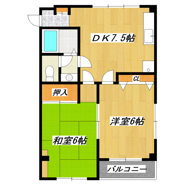 ＣＯＲＥ－Ｋ２の間取り|２階角部屋。２面採光。