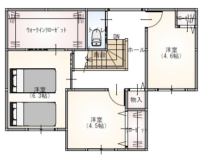 笠岡市入江　新築建売の間取り|２階