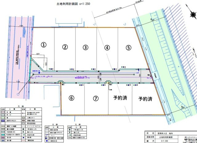 笠岡市入江　新築建売の区画図