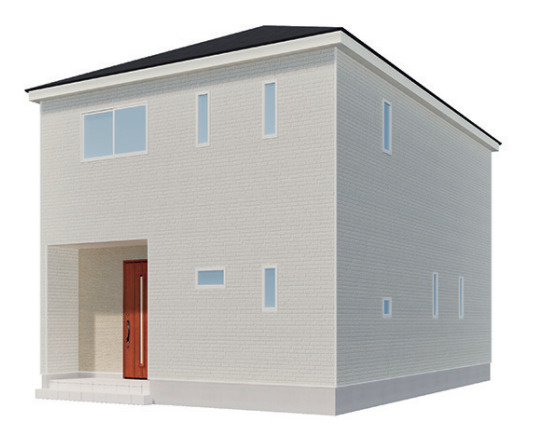 「買い物も移動もスムーズ」高知市愛宕町第1　2号棟新築一戸建ての外観|洗練されたシンプル＆モダンな外観デザイン！玄関ドアのアクセントが映えるスタイリッシュな住まい。※写真はイメージです