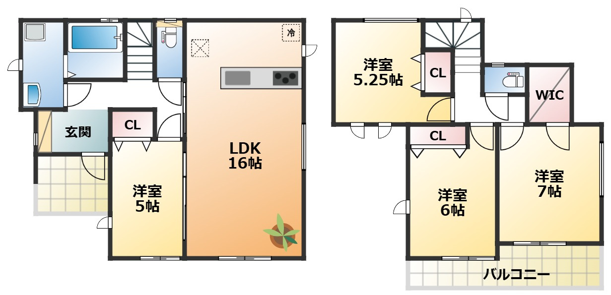 ハートフルタウン宇都宮市清住3丁目3013番の間取り|全室南向きで陽当たりの良い間取りです