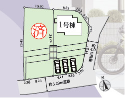 平塚市岡崎15期　新築戸建　全2棟1号棟の区画図