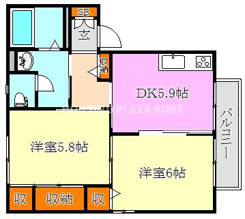 ディアス離宮山手Ｃ　須磨駅の賃貸情報の間取り