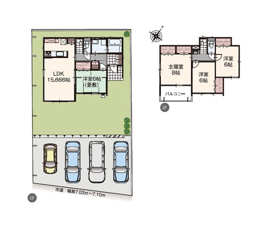 新築　桐生市相生町5丁目の間取り|4LDK　建物約31坪　全居室6帖以上！2階にもトイレ、洗面台有り！