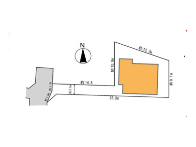 【土地図】 | 太井中古戸建 | 敷地の形状・寸法・接道を示した図です。現況と異なる場合は現況を優先します。建物の配置や駐車スペース、隣地との境界、日当たりは現地でご確認いただけます。内覧はお気軽にお問い合わせください。