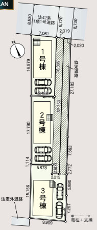 沼津市松長第５　全３棟　3号棟の区画図