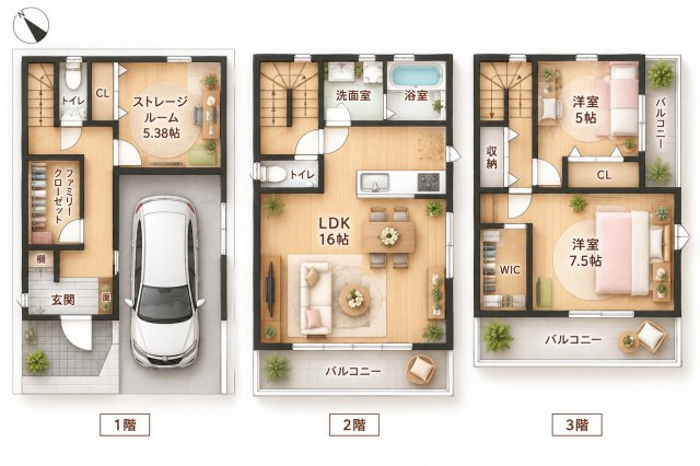 仁和寺町　新築一戸建ての間取り|間取り図はいかがですか？ご希望を叶える間取りですか？リビングの広さは？水回りの位置は？カウンターキッチン？など色々な情報が集約されています。弊社では資金計画・住宅ローンなどのご相談も承っております。