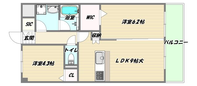大阪市淀川区木川西２丁目の賃貸マンションの間取り