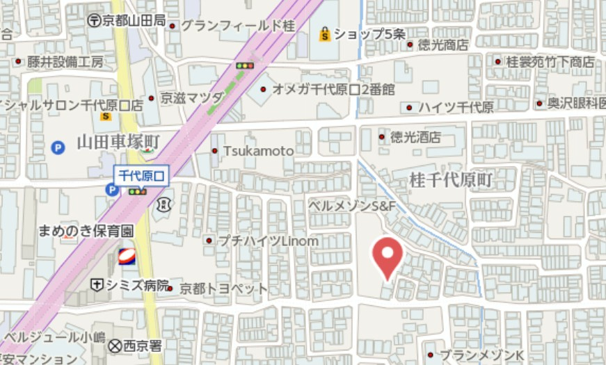 京都市西京区桂千代原町　新築戸建の地図