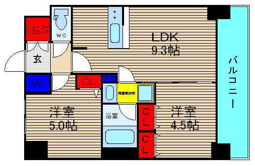 エステムプラザ難波ＷＥＳＴⅡプレディアの間取り|間取りは現状有姿