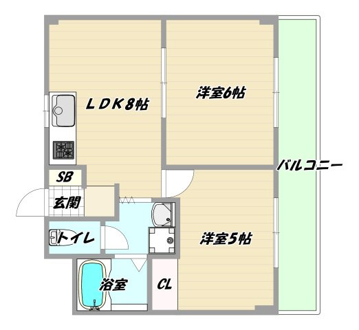 大阪市淀川区西三国１丁目の賃貸マンションの間取り