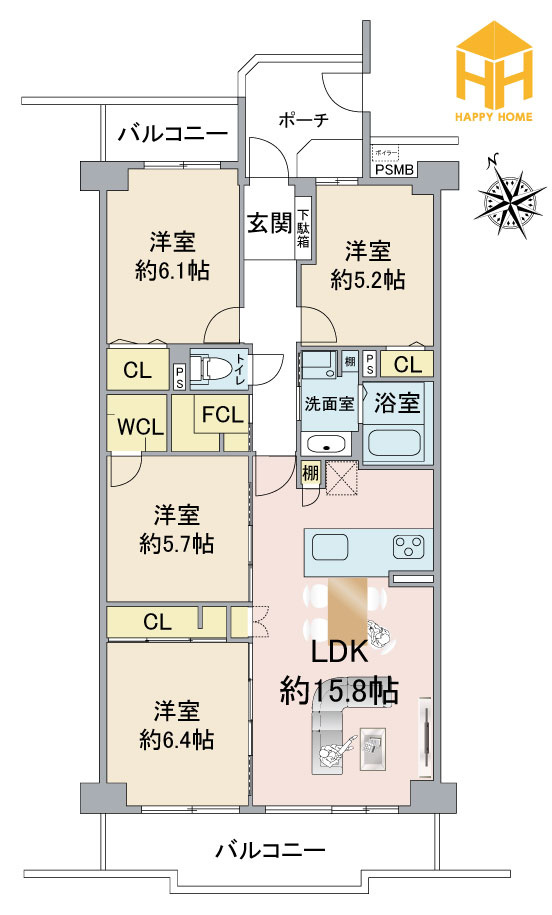 星和プラネタウン千里南第参期B棟の間取り|※図面と現況に相違がある場合は、現況を優先します。