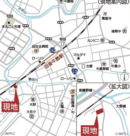 秋田市牛島西第8の地図