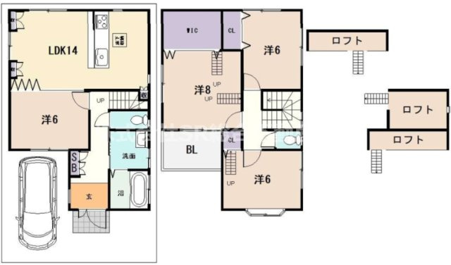 高井田中3丁目中古戸建の間取り|全居室6帖以上♪2Fは振分タイプです。ファミリー様にオススメ！