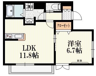 フォレストガーデン鷺宮Ⅲの間取り|★カウンターキッチン付き広々１ＬＤＫタイプ★