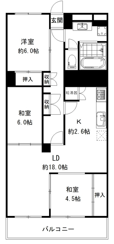 芦屋パレスハイツ南館の間取り