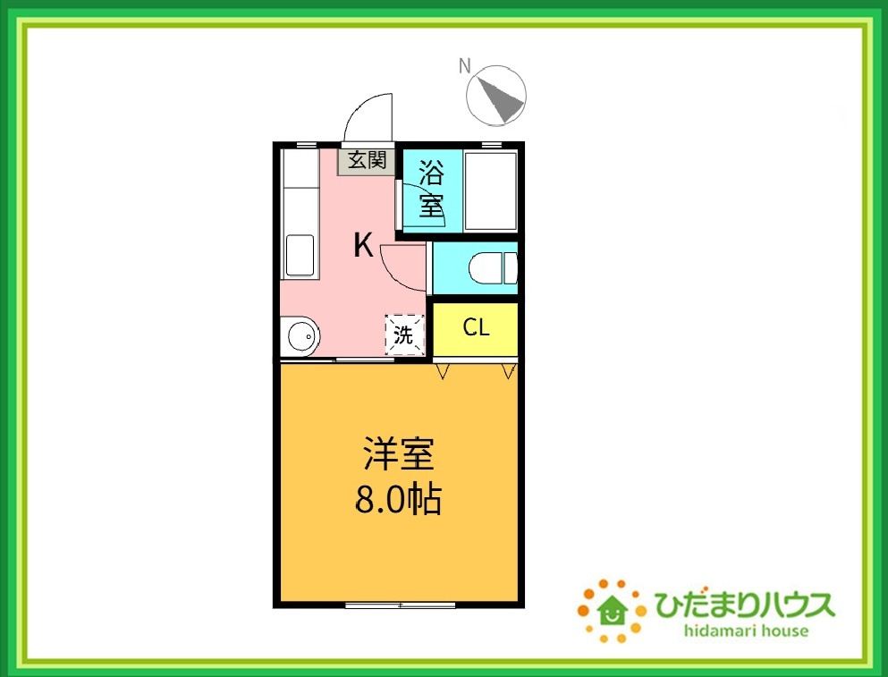いわき市郷ケ丘　メゾン・リンリン　中古アパート　A棟B棟の間取り|ゆったり広々8.0帖のお部屋!(^^)!ゆったり過ごせます♪