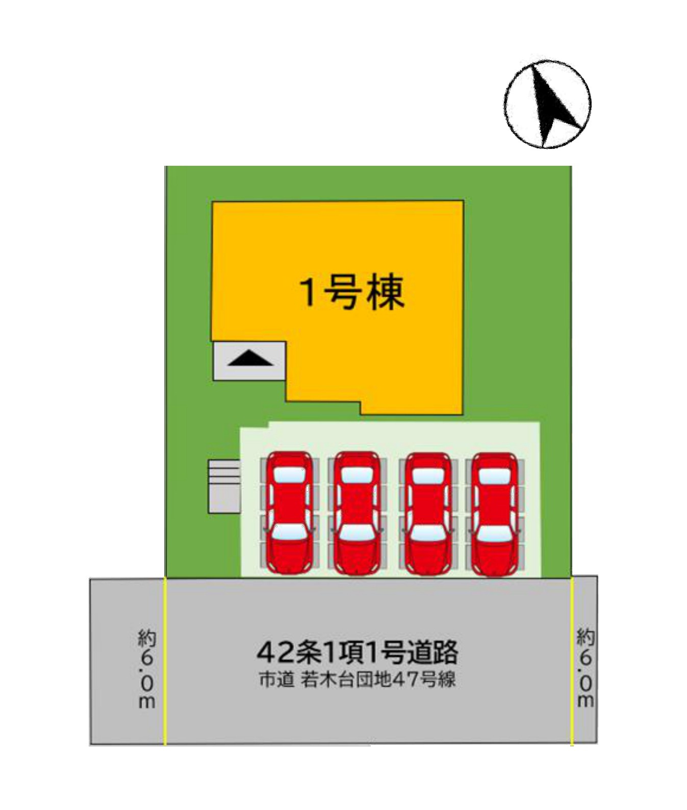 福津市若木台5丁目第2-1棟（1号棟）の区画図|配置図