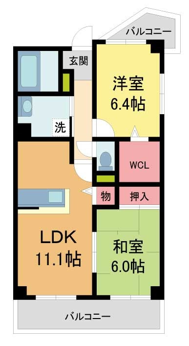芦屋市西芦屋町の賃貸マンションの間取り