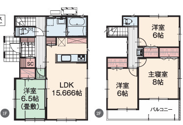 【カエデプラス不動産】いろどりアイタウン　東近江市東沖野2丁目　全2棟の間取り|2号棟　間取り