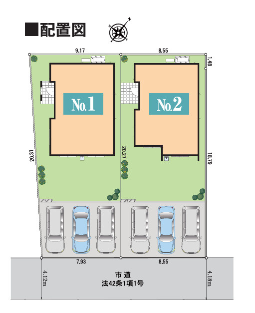 【カエデプラス不動産】いろどりアイタウン　東近江市東沖野2丁目　全2棟の区画図|区画図