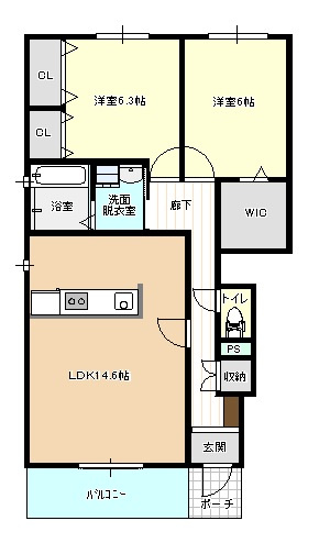 ＡＱＵＡ　ＣＯＵＲＴの間取り|間取図です。