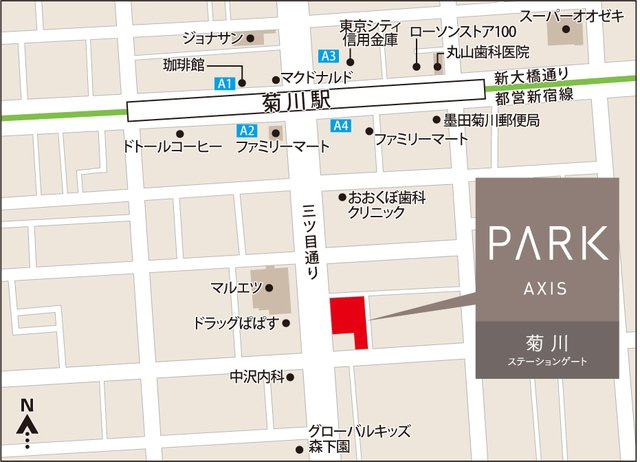 パークアクシス菊川ステーションゲートの地図