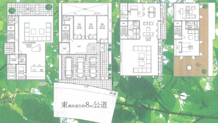 目黒区東が丘　建築条件なし売地の参考プラン