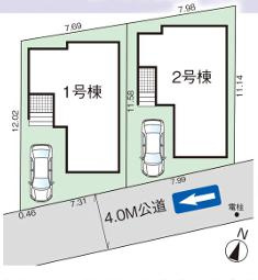 さいたま市北区奈良町の新築一戸建の区画図
