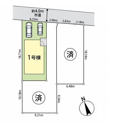 仲介手数料無料　上尾市大谷本郷820-2　新築戸建　全３棟の区画図