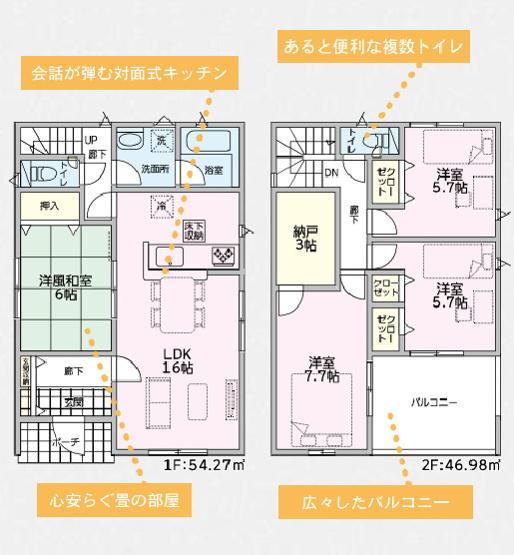 【間取り】 | 太田市新田上江田町第1　クレイドルガーデン | 16帖LDKと和室が一体利用でき、納戸や広々ルーフバルコニーを備えた収納豊富な4SLDKです♪