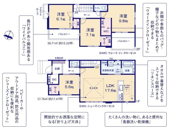 常陸太田市西三町　1期　新築戸建て　1号棟の間取り|間取り図です♪
実際の空間の広さや陽当たり、風通しなどは現地でご確認できます♪