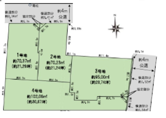 中野区上鷺宮　建築条件なし売地3号地の土地図