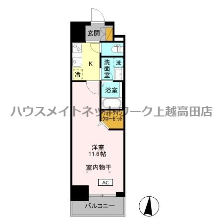 エスペランサの間取り|間取図（エスペランサ 307）1K