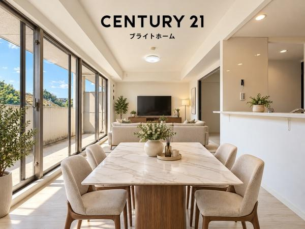 クレストフォルム本郷台サウスステージの居間・リビング|自慢したくなるリビング！
形も良く家具の配置にも困りません。
※家具等はCGでの参考レイアウトです。