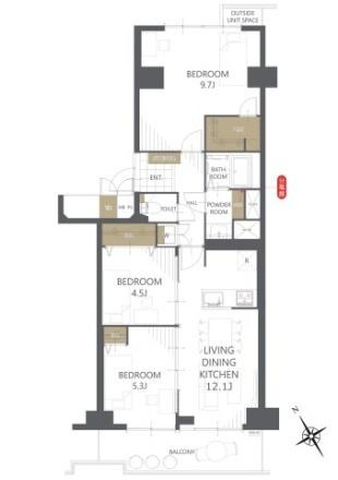 シーアイハイツ南千里 Ｃ棟　中古 マンションの間取り