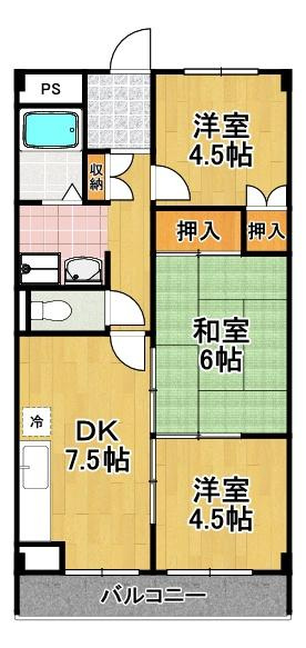 スリースター鶴町の間取り|★人気の3ＤＫ★