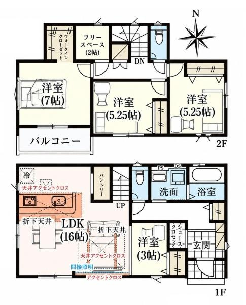 磯城郡田原本町大字阪手の新築一戸建の間取り