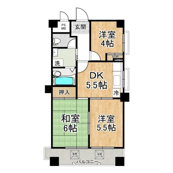 朝日プラザ帝塚山東の間取り