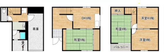 堂山町シャッター付き車庫貸家の間取り