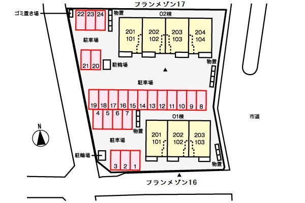 フラン　メゾン１６の駐車場
