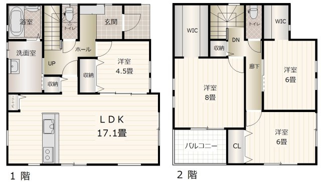 岡山市北区西花尻 1期①号棟の間取り|◆収納力に優れた4LDKの間取りです。