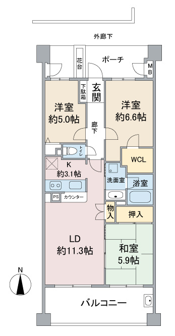 ヴィルヌーブ東戸塚プレジールの間取り