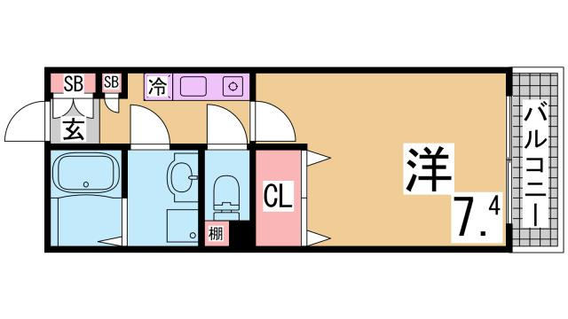 神戸市長田区若松町３丁目の賃貸マンションの間取り