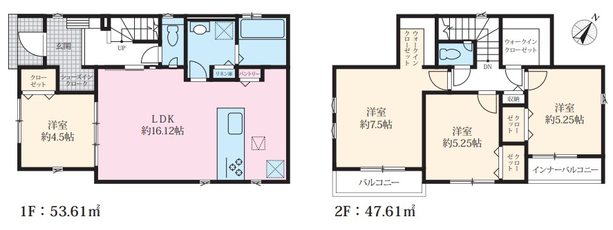 神戸市灘区鶴甲　新築一戸建ての間取り|1号地